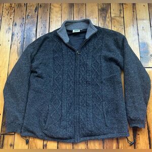 Carraig Donn Men’s XXL Full Zip Lined Fisherman Sweater Wool Cable Knit Read*